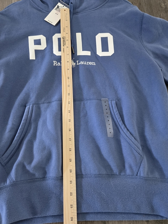 Polo by Ralph Lauren Blue Logo Hoodie Medium Unisex Pullover NWT Front Pocket - Picture 12 of 16